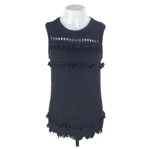 J.Crew Black Fringe Sweater vest - Picture 1 of 4